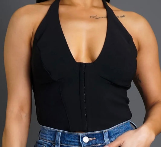 BLACK- CROP TOP